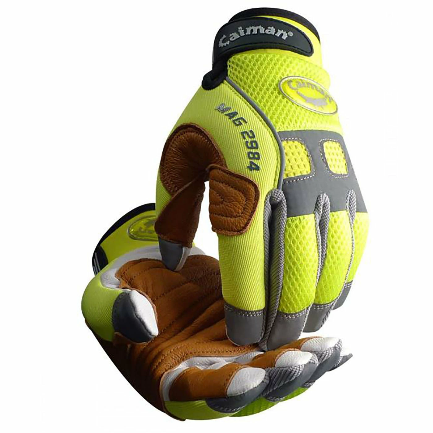 Caiman® 2984 Goat Grain Hi-Vis Ultimate Comfort Mechanic's Gloves Work Gloves 3 Caiman® 2984 Goat Grain Hi-Vis Ultimate Comfort Mechanic's Gloves Work Gloves