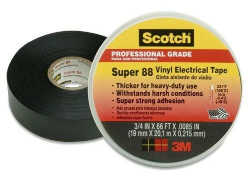 3M Scotch Super 88 Professional Grade Vinyl Electrical Tape, 3/4" X 66' 3 3M Scotch Super 88 Professional Grade Vinyl Electrical Tape, 3/4" X 66'