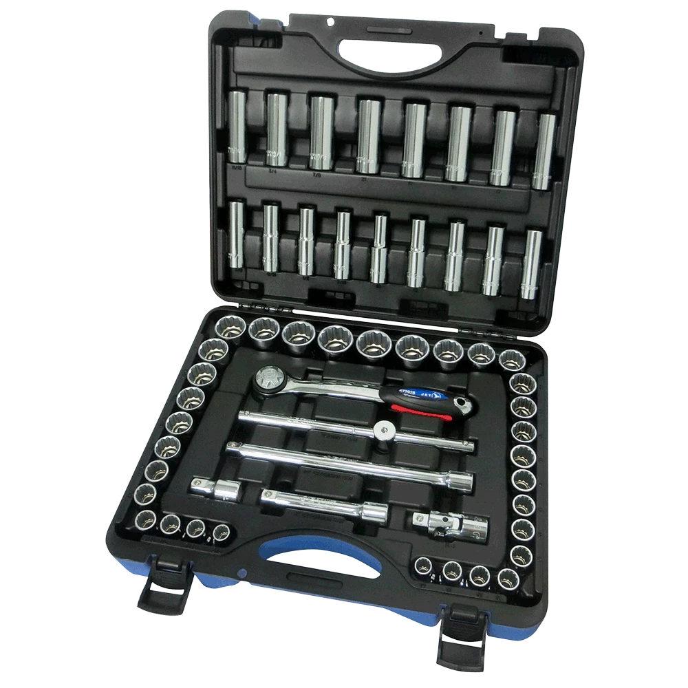 Jet 1/2" Drive SAE/Metric Socket Set - 12 Point - 55 Piece 3 Jet 1/2" Drive SAE/Metric Socket Set - 12 Point - 55 Piece