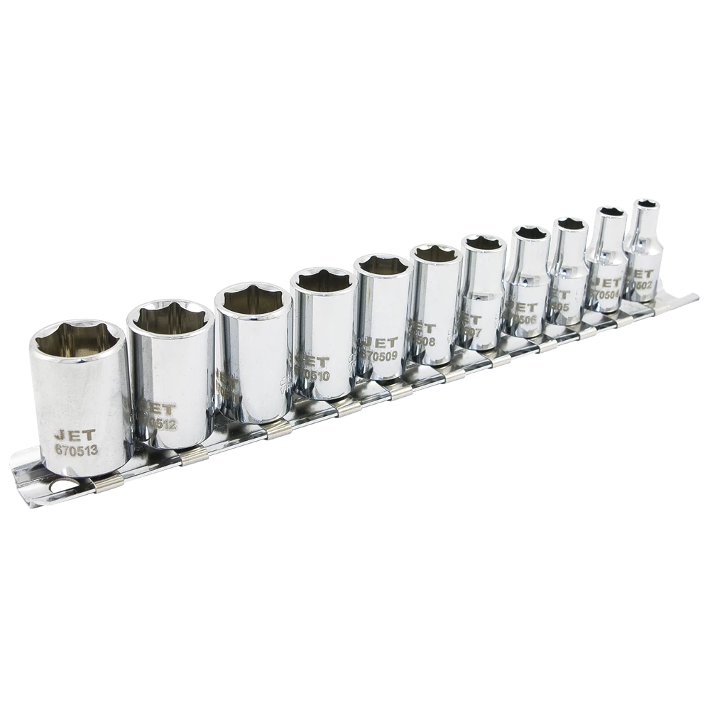 Jet 1/4" Drive Metric Chrome Socket Set - 6 Point - 11 Piece Hand Tools 3 Jet 1/4" Drive Metric Chrome Socket Set - 6 Point - 11 Piece Hand Tools