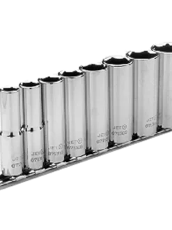 Jet 3/8" Drive SAE Chrome Socket Set - 6 Point - 8 Piece - DEEP Hand Tools