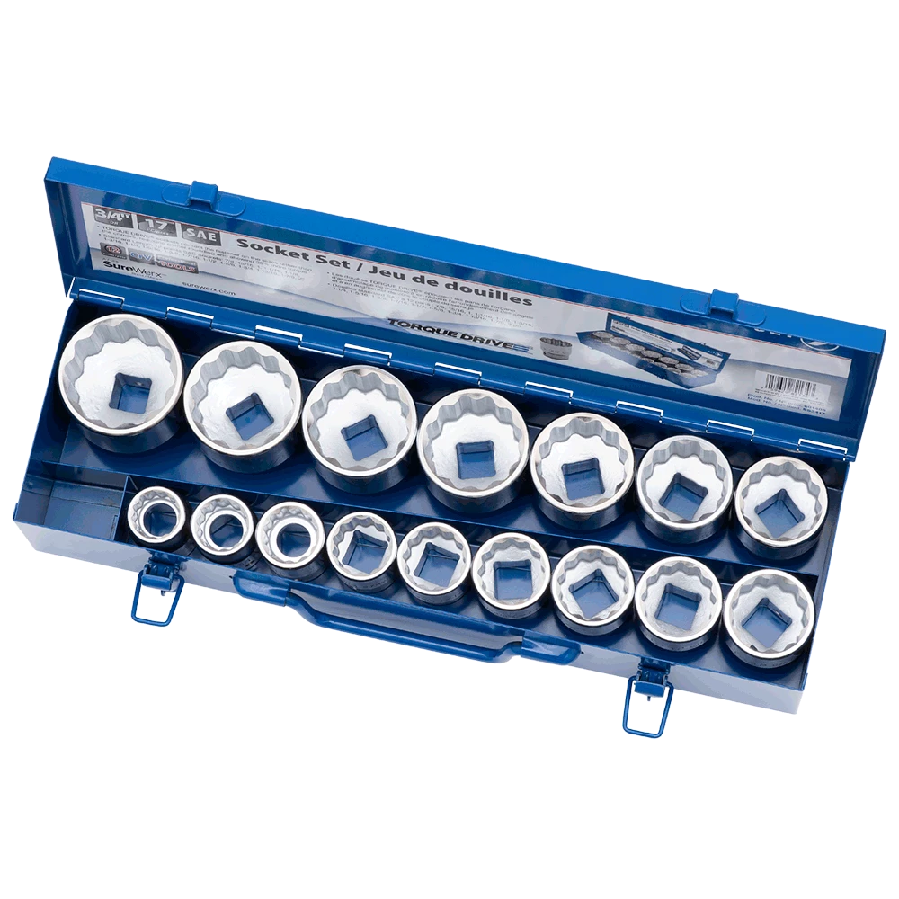 Hand Tools Jet 3/4" Drive SAE Chrome Socket Set - 12 Point - 17 Piece 3 Hand Tools Jet 3/4" Drive SAE Chrome Socket Set - 12 Point - 17 Piece