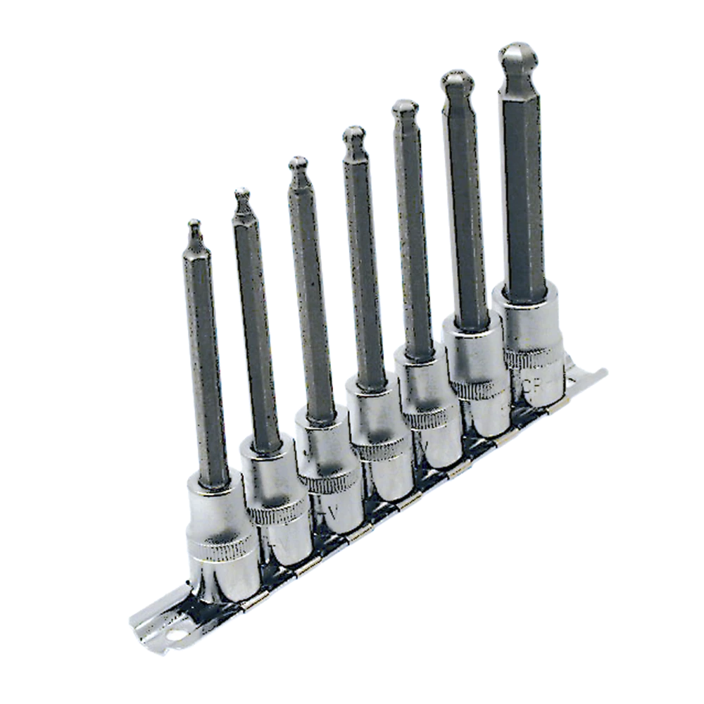 Jet 3/8" Drive Hex Bit Socket Set | SAE | 4" Length Ball Nose | 7 Piece Hand Tools 3 Jet 3/8" Drive Hex Bit Socket Set | SAE | 4" Length Ball Nose | 7 Piece Hand Tools