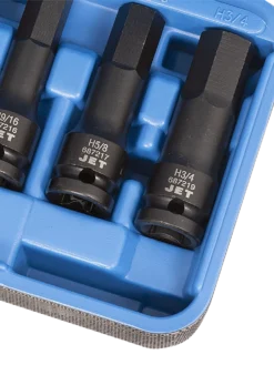 Power Tool Accessories Jet 1/2" Drive SAE Impact Socket | Hex Bit Set | 3" Length | 8 Piece