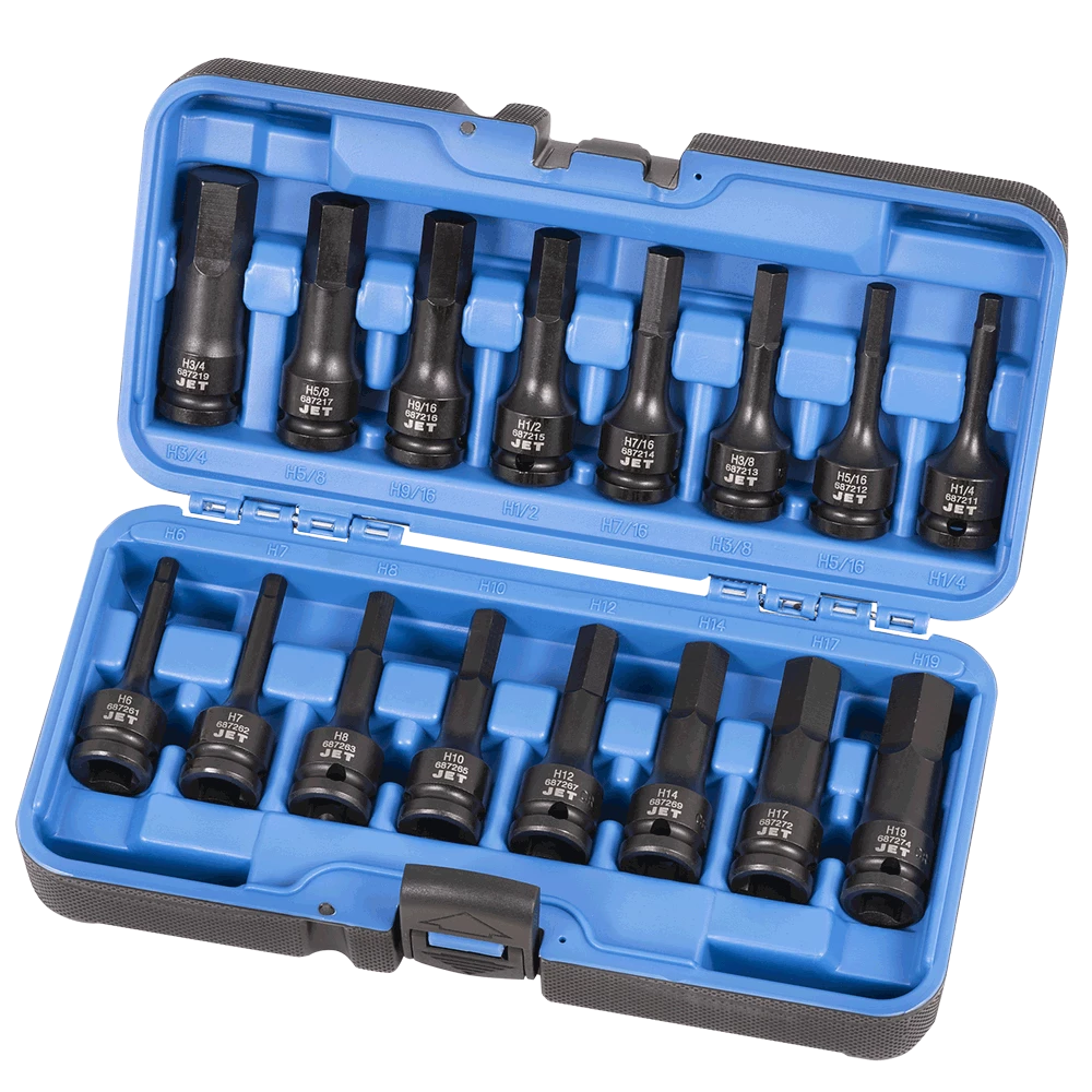 Jet 1/2" Drive SAE/Metric Impact Socket | Hex Bit Set | 3" Length | 16 Piece Power Tool Accessories 3 Jet 1/2" Drive SAE/Metric Impact Socket | Hex Bit Set | 3" Length | 16 Piece Power Tool Accessories