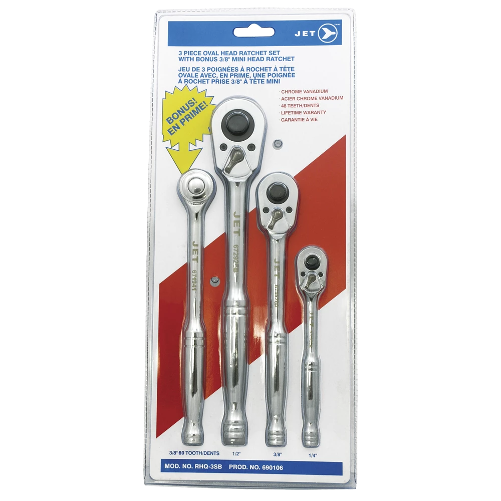 Jet Oval Head Ratchet Wrench Set W/ Free Mini Wrench - 48 Tooth Hand Tools 4 Jet Oval Head Ratchet Wrench Set W/ Free Mini Wrench - 48 Tooth Hand Tools