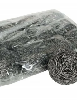 Globe Commercial Products 50g Stainless Steel Scourer (Pack Of 12)