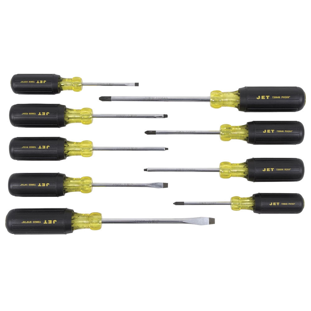 Hand Tools Jet Cushion Grip Screwdriver Set - 9 Piece 3 Hand Tools Jet Cushion Grip Screwdriver Set - 9 Piece