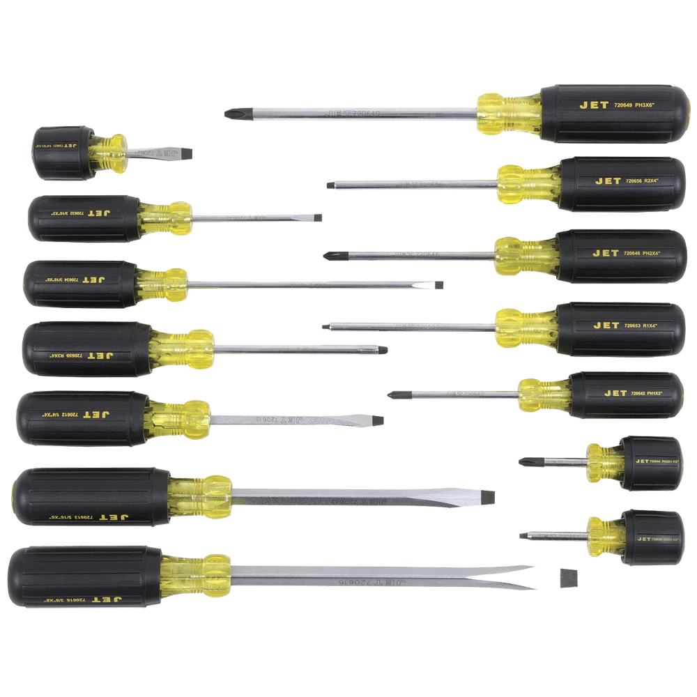 Hand Tools Jet Cushion Grip Screwdriver Set - 14 Piece 3 Hand Tools Jet Cushion Grip Screwdriver Set - 14 Piece