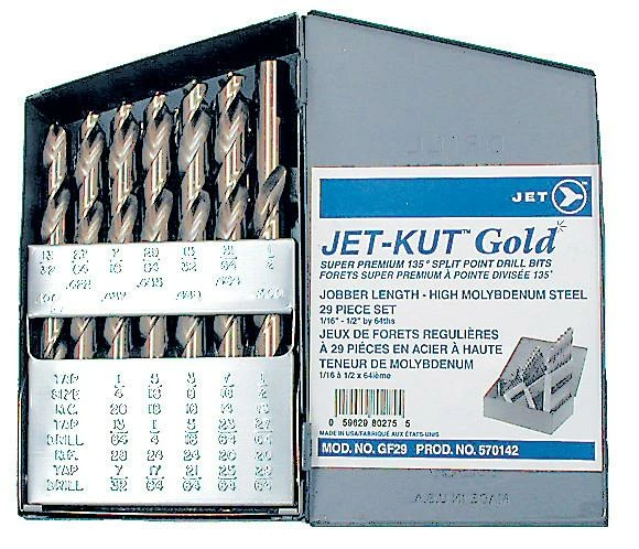 Power Tool Accessories Jet Super Premium Gold Drill Bit Set (For Hardened Steel) 3 Power Tool Accessories Jet Super Premium Gold Drill Bit Set (For Hardened Steel)