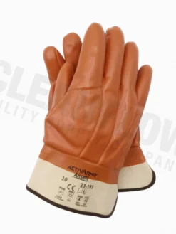 Ansell 23-193 Winter Monkey Grip Safety Cuff PVC Coated Gloves Work Gloves