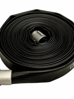 Greenline 1-1/2" Black Dragon Industrial Layflat Discharge Hose Assemblies C/w Hard-Coat Aluminum NPSH Fittings
