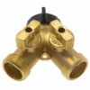 Gilmour Forged Brass Garden Hose Y-Connector With Valves Hose And Fittings