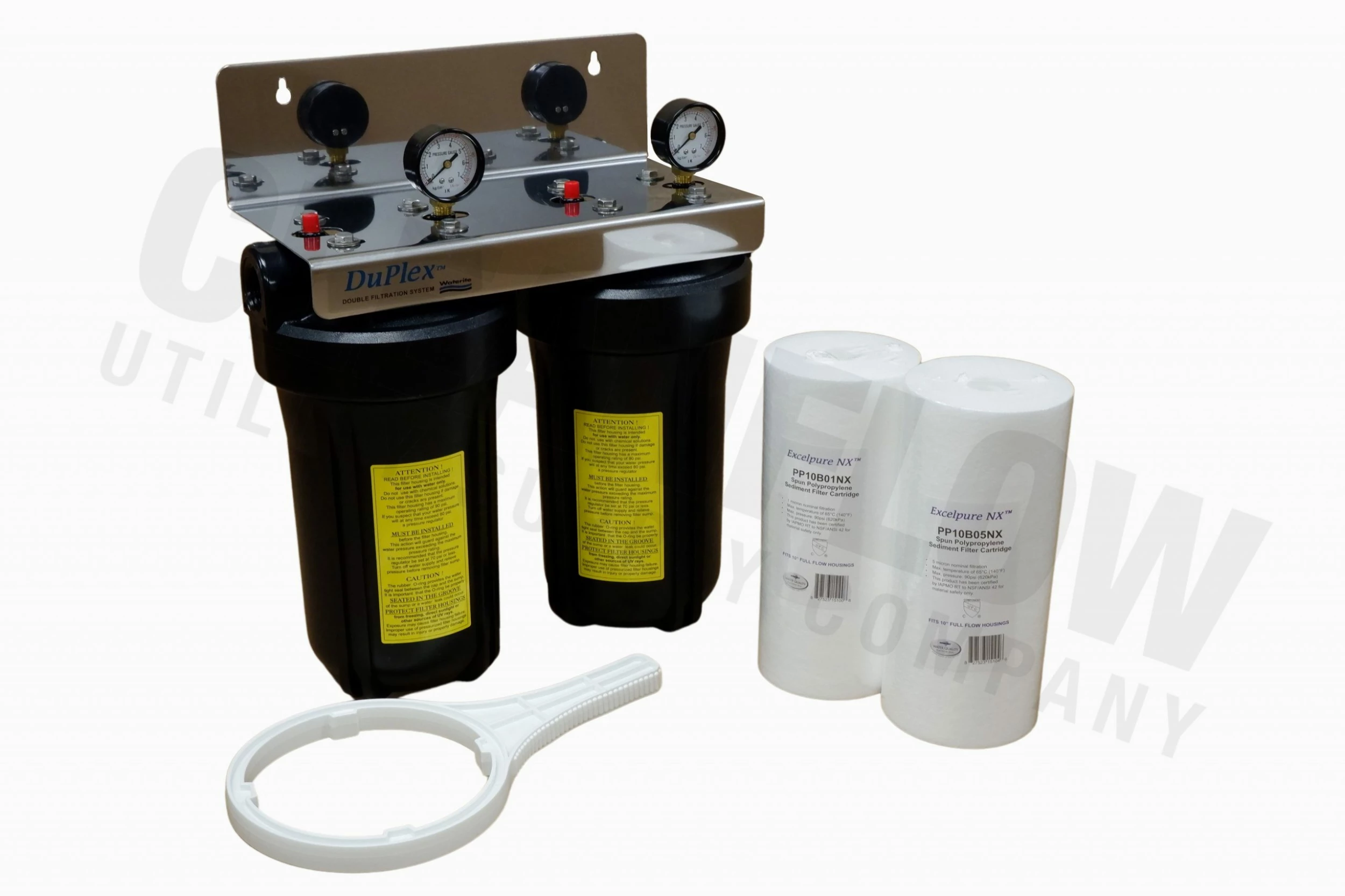 Waterite Commercial Water Filters And UV Parts DuPlex 4.5" OD Big Blue Water Filter Housing | 10" 7 Waterite Commercial Water Filters And UV Parts DuPlex 4.5" OD Big Blue Water Filter Housing | 10"