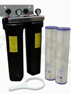 Waterite Commercial Water Filters And UV Parts DuPlex 4.5" OD Big Blue Water Filter Housing | 20" 14 Waterite Commercial Water Filters And UV Parts DuPlex 4.5