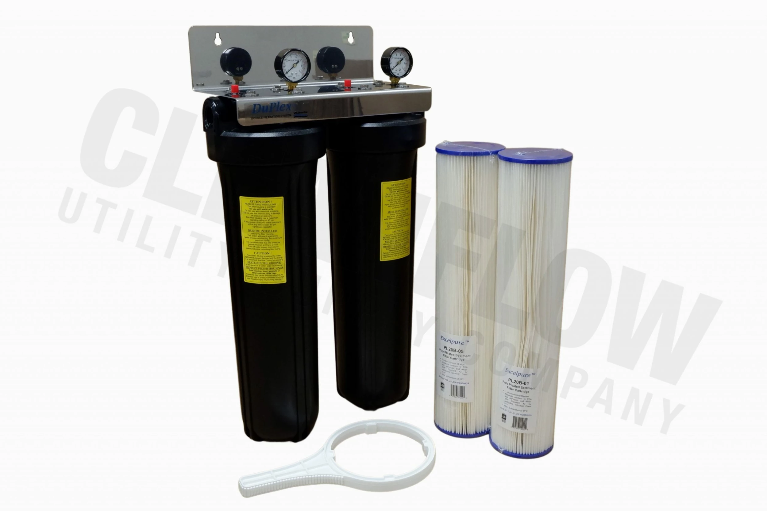 Waterite Commercial Water Filters And UV Parts DuPlex 4.5" OD Big Blue Water Filter Housing | 20" 8 Waterite Commercial Water Filters And UV Parts DuPlex 4.5" OD Big Blue Water Filter Housing | 20"