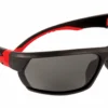 Dynamic Racer Soft Nose-Piece System Safety Glasses W/ Removable Retaining Strap | Red & Black Frame | Smoke Lens