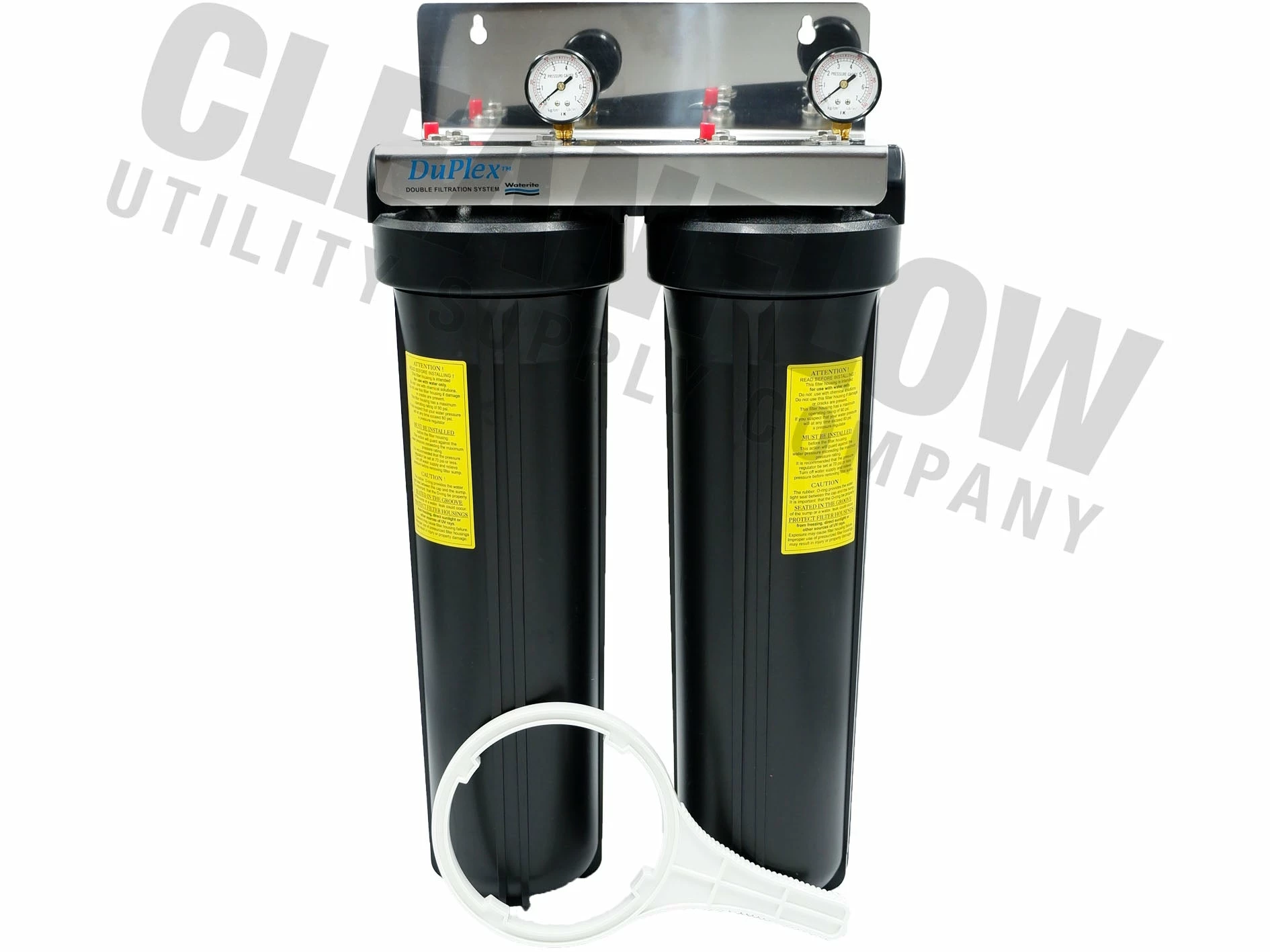 Waterite Commercial Water Filters And UV Parts DuPlex 4.5" OD Big Blue Water Filter Housing | 20" 3 Waterite Commercial Water Filters And UV Parts DuPlex 4.5" OD Big Blue Water Filter Housing | 20"