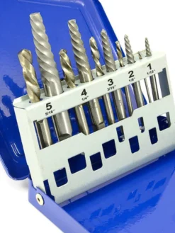 Forney Left Hand Drill Bit And Spiral Screw Extractor Set - 10 Piece Power Tool Accessories