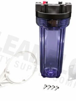Waterite 10" X 2.5" Diameter Water Filter Housing Kit | Clear 10 Waterite 10