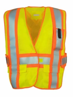 Forcefield Hi-Vis Work Wear High Visibility CSA 5-Point Tearaway Safety Vest With Pockets | One Size Fits All
