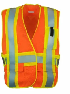 Forcefield Hi-Vis Work Wear High Visibility CSA 5-Point Tearaway Safety Vest With Pockets | One Size Fits All