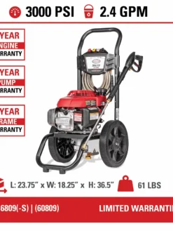 Pressure Washers Simpson MegaShot Cold Water Honda GCV160 (160cc) Gas Engine Pressure Washer - 3000 PSI - 2.4 GPM Axial Pump 23 Pressure Washers Simpson MegaShot Cold Water Honda GCV160 (160cc) Gas Engine Pressure Washer - 3000 PSI - 2.4 GPM Axial Pump