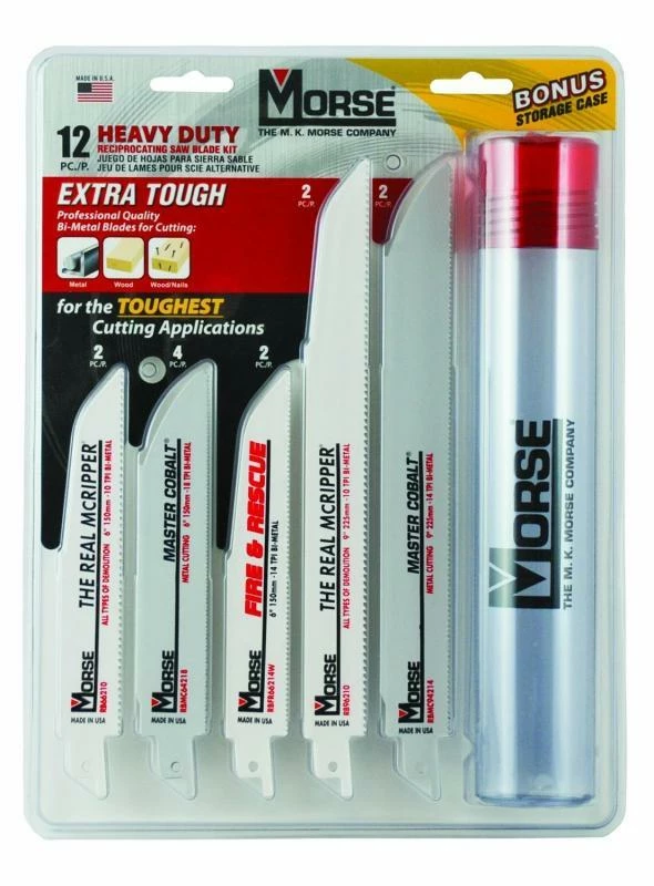 Morse Reciprocating Saw Blade Assortment With Storage Case - 12 Pieces 3 Morse Reciprocating Saw Blade Assortment With Storage Case - 12 Pieces