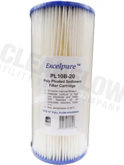 Excelpure 4.5" OD Big Blue Pleated Polyester Water Filters - Various Lengths And Micron Ratings 25 Excelpure 4.5