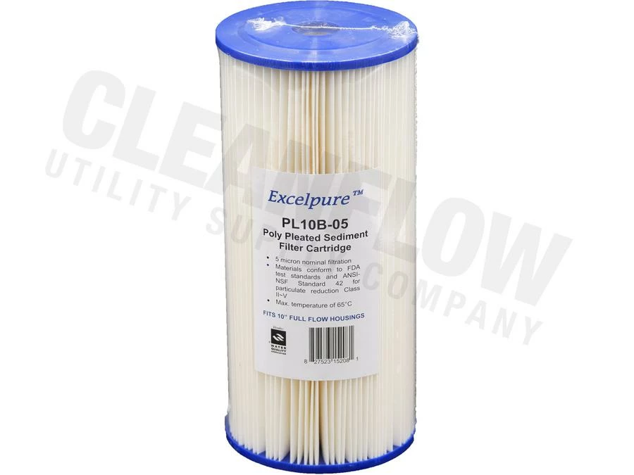 Excelpure 4.5" OD Big Blue Pleated Polyester Water Filters - Various Lengths And Micron Ratings 4 Excelpure 4.5" OD Big Blue Pleated Polyester Water Filters - Various Lengths And Micron Ratings