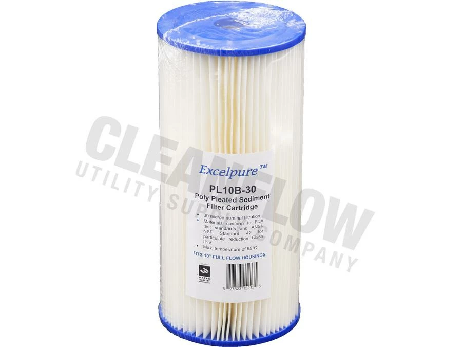 Excelpure 4.5" OD Big Blue Pleated Polyester Water Filters - Various Lengths And Micron Ratings 10 Excelpure 4.5" OD Big Blue Pleated Polyester Water Filters - Various Lengths And Micron Ratings