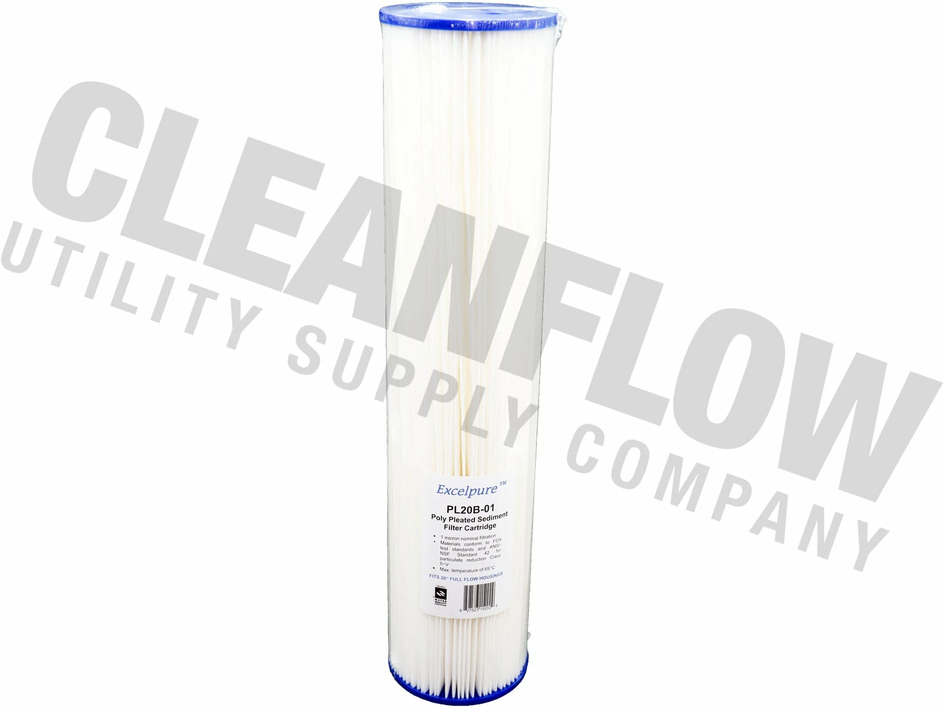 Excelpure 4.5" OD Big Blue Pleated Polyester Water Filters - Various Lengths And Micron Ratings 14 Excelpure 4.5" OD Big Blue Pleated Polyester Water Filters - Various Lengths And Micron Ratings