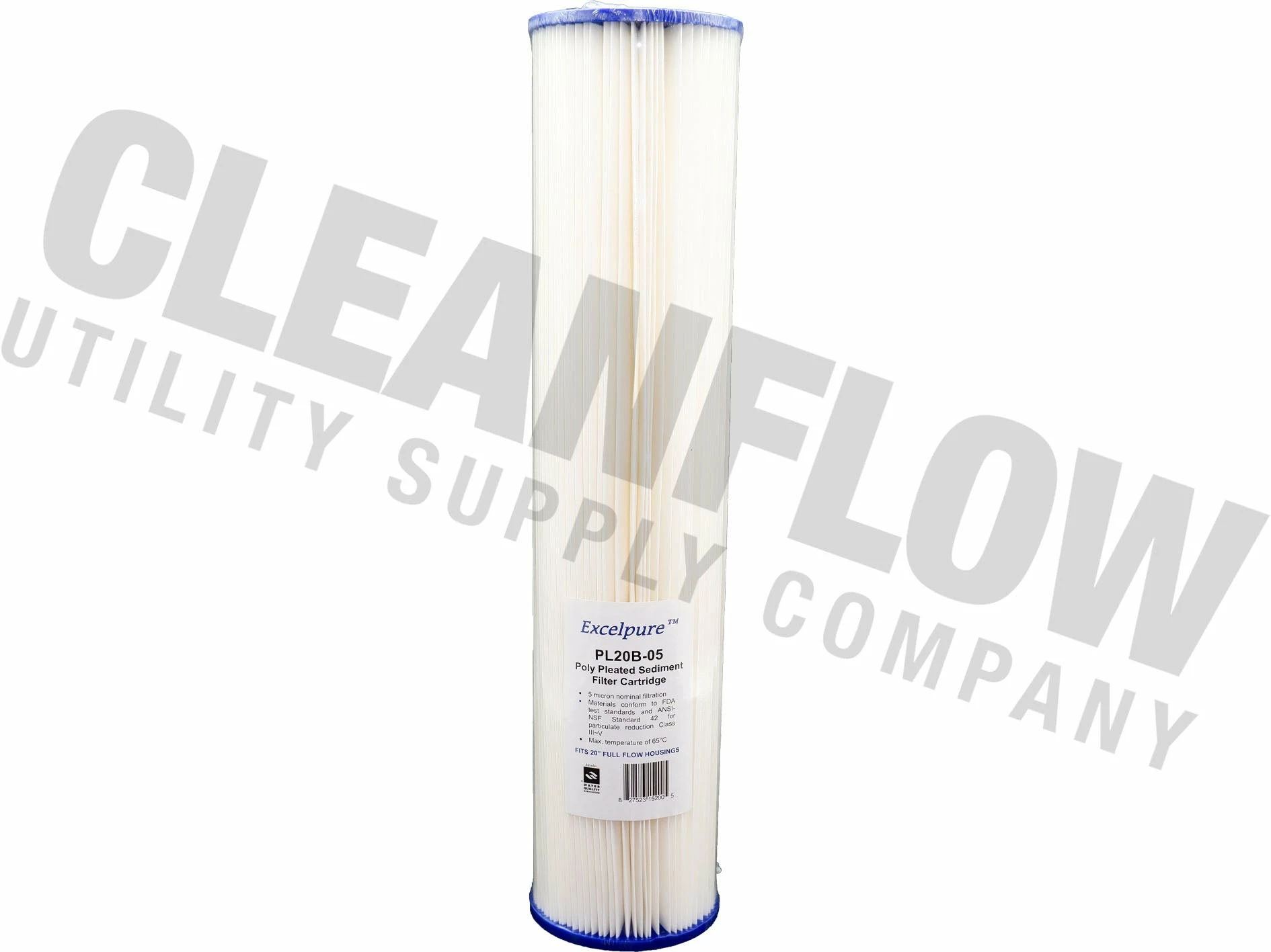 Excelpure 4.5" OD Big Blue Pleated Polyester Water Filters - Various Lengths And Micron Ratings 16 Excelpure 4.5" OD Big Blue Pleated Polyester Water Filters - Various Lengths And Micron Ratings