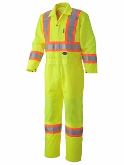 Pioneer Poly Knit Traffic Safety Coverall With Breathable Mesh Leg And Arm Panels | Yellow | M-5XL Hi-Vis Work Wear