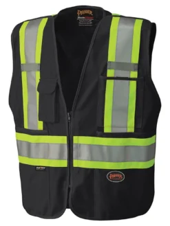 Hi-Vis Work Wear Pioneer Zip-Front Mesh Back Traffic Safety Vest | S-5XL
