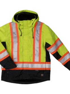 Tough Duck S245 Fleece Lined 300D Waterproof/Breathable Ripstop Safety Jacket | XS-5XL Hi-Vis Work Wear