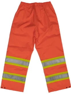Hi-Vis Work Wear Tough Duck S374 300D Waterproof Breathable Ripstop Safety Rain Pants | Limited Size Selection