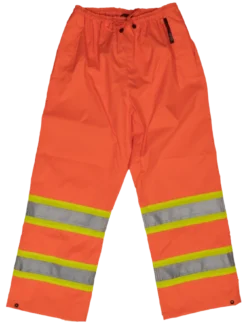 Hi-Vis Work Wear Tough Duck S374 300D Waterproof Breathable Ripstop Safety Rain Pants | Limited Size Selection