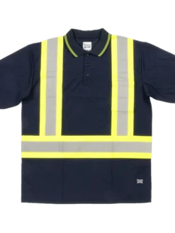 Hi-Vis Work Wear Tough Duck ST17 Premium Polyester Birdseye Short Sleeve Safety Polo Shirt With Chest Pocket | XS-5XL