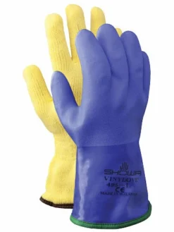 Work Gloves Showa 495 Rough Grip PVC Glove With Removable Acrylic Liner