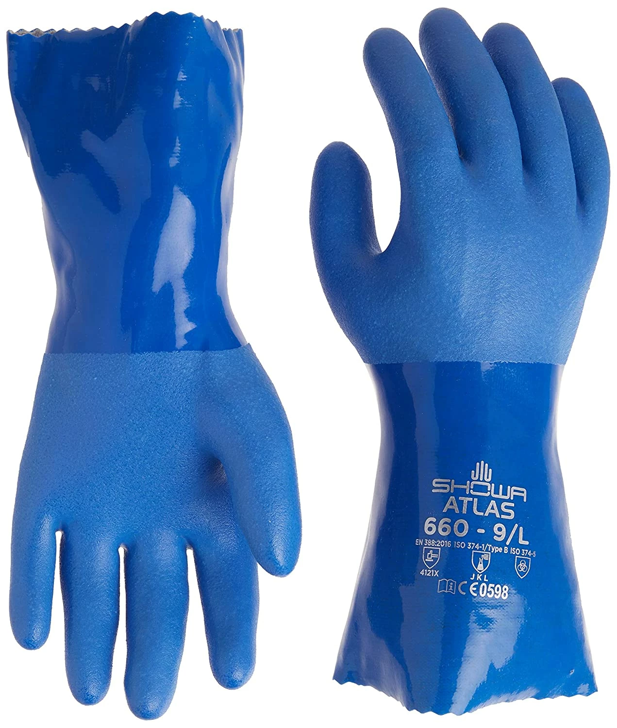 Showa Atlas 660 Super Flexible Triple-Dipped PVC Coated Chemical Resistant Safety Glove With Cotton Liner (Pack Of 12 Pairs) 3 Showa Atlas 660 Super Flexible Triple-Dipped PVC Coated Chemical Resistant Safety Glove With Cotton Liner (Pack Of 12 Pairs)