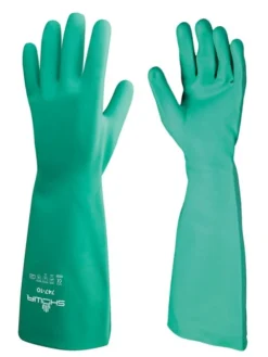 Work Gloves Showa 747 Unlined 22-Mil Nitrile Chemical Resistant Glove With Bisque Grip - 19" Length (Pack Of 6 Pairs)
