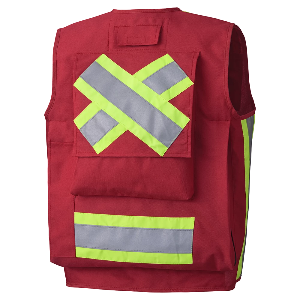 Hi-Vis Work Wear Pioneer Surveyor's/Supervisor's Safety Vest - 600D Oxford Poly | Red | Sizes S - 5XL 4 Hi-Vis Work Wear Pioneer Surveyor's/Supervisor's Safety Vest - 600D Oxford Poly | Red | Sizes S - 5XL