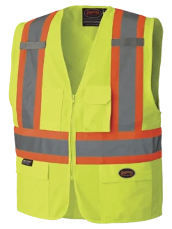 Pioneer Hi Viz Zipper Front Safety Vest - Tricot Poly | Sizes Small - 5XL Hi-Vis Work Wear