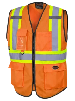 Hi-Vis Work Wear Pioneer Hi Viz Zipper Front Safety Vest | Sizes XS - 5XL