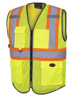 Pioneer Hi Viz Zipper Front Mesh Safety Vest | Sizes XS - 5XL