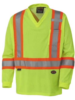 Hi-Vis Work Wear Pioneer Hi Viz Safety Long-Sleeved Shirt | Micro Mesh | Sizes Small - 5XL