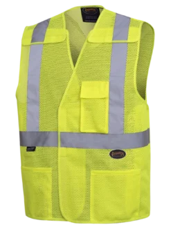 Hi-Vis Work Wear Pioneer Hi Viz Tear-Away Mesh Safety Vest W/ 2