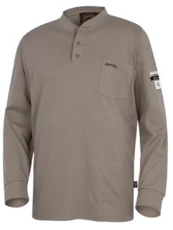 Flame Resistant Work Wear Pioneer 100% Cotton FR Interlock 7 Oz. Henley Shirt | Sizes S - 5XL