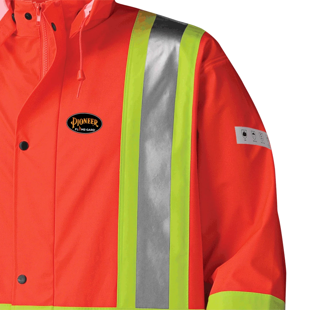 Pioneer FR WATERPROOF SFTY LONG COAT | PU STRETCH / DET. HOOD | Sizes S - 5XL 5 Pioneer FR WATERPROOF SFTY LONG COAT | PU STRETCH / DET. HOOD | Sizes S - 5XL